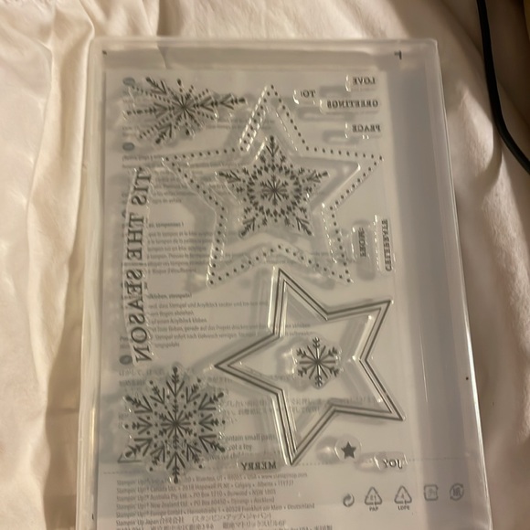 Stampin Up "MANY MERRY STARS" Stamp Set - Stamps Starburst / Snowflakes New - Picture 2 of 2